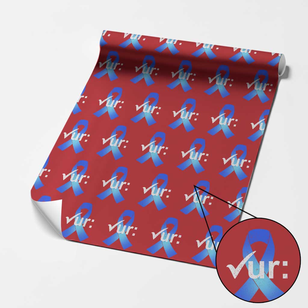 Colon Cancer Awareness Wrapping Paper Roll Blue Ribbon Colonoscopy Colorectal TS10 Red Print Your Wear