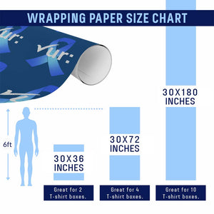 Colon Cancer Awareness Wrapping Paper Roll Blue Ribbon Colonoscopy Colorectal TS10 Print Your Wear
