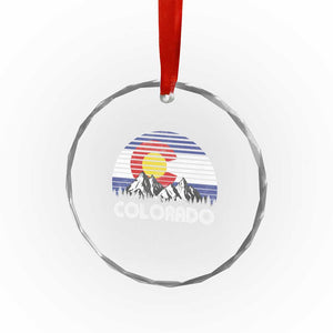 Colorado Flag Mountain 70s Retro Patriotic Colorado State Day Crystal Glass Ornament TS11 Print Your Wear