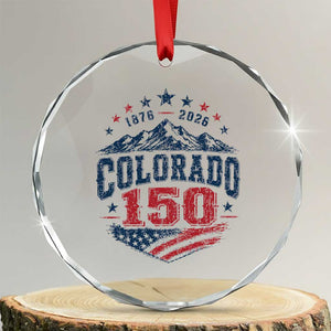 Colorado Rocky Mountains 150th Anniversary Crystal Glass Ornament Sesquicentennial 1876 2026 Patriotic Graphic