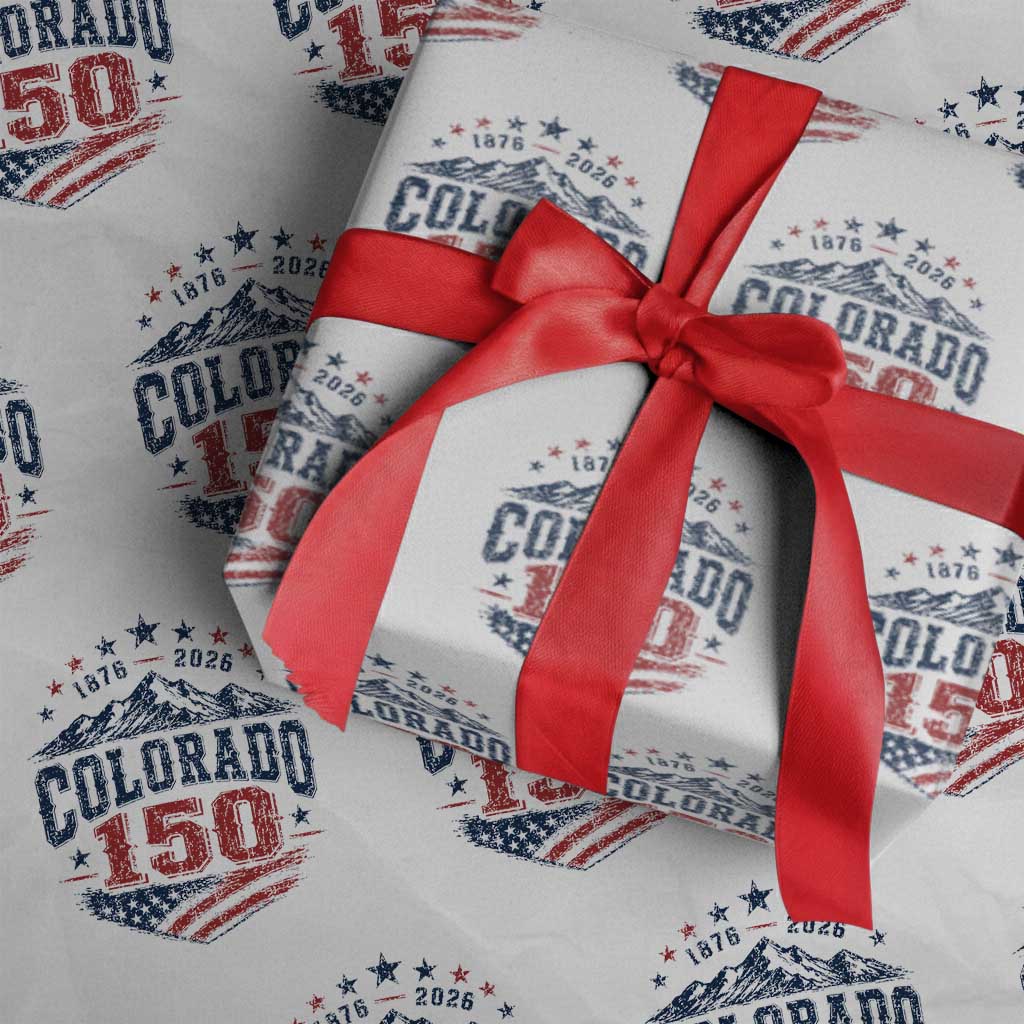 Colorado Rocky Mountains 150th Anniversary Wrapping Paper Roll Sesquicentennial 1876 2026 Patriotic Graphic TS02 White Print Your Wear