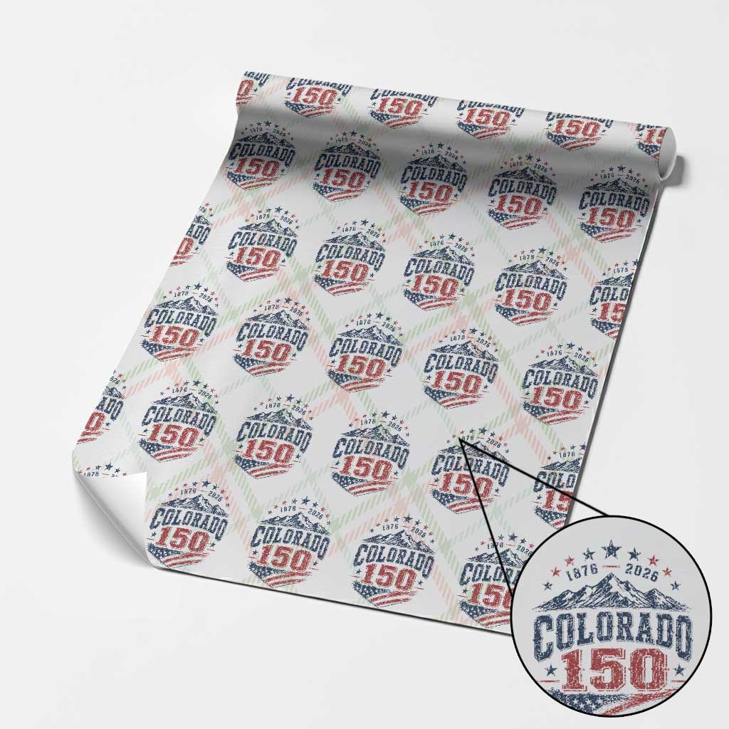 Colorado Rocky Mountains 150th Anniversary Wrapping Paper Roll Sesquicentennial 1876 2026 Patriotic Graphic TS02 Christmas Plaid Print Your Wear