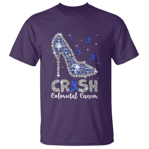 Colorectal Cancer Awareness T Shirt Crush Colon Colonscopy Blue Ribbon High Heels TS09 Purple Printyourwear