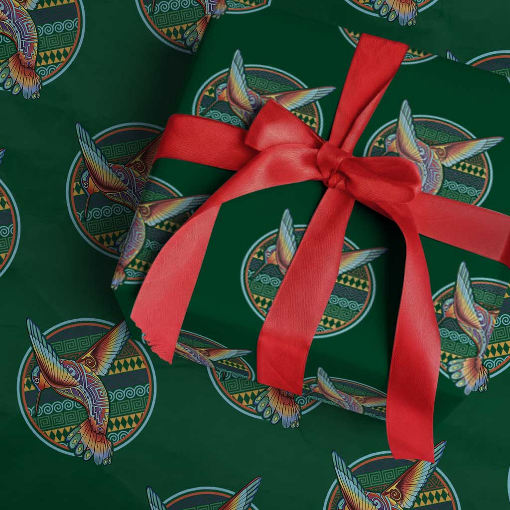 Colorful Geometric Tribal Hummingbird Wrapping Paper Roll Southwest Pattern Graphic TS12 Green Print Your Wear