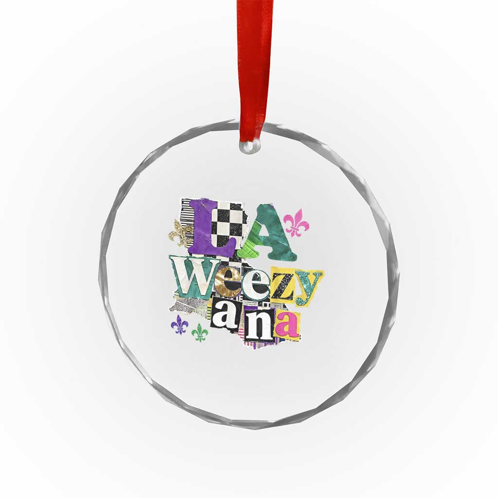 Colorful La-Weezi-ana Mardi Gras Louisiana Pride Crystal Glass Ornament Funky Carnival Vibes TS02 Print Your Wear