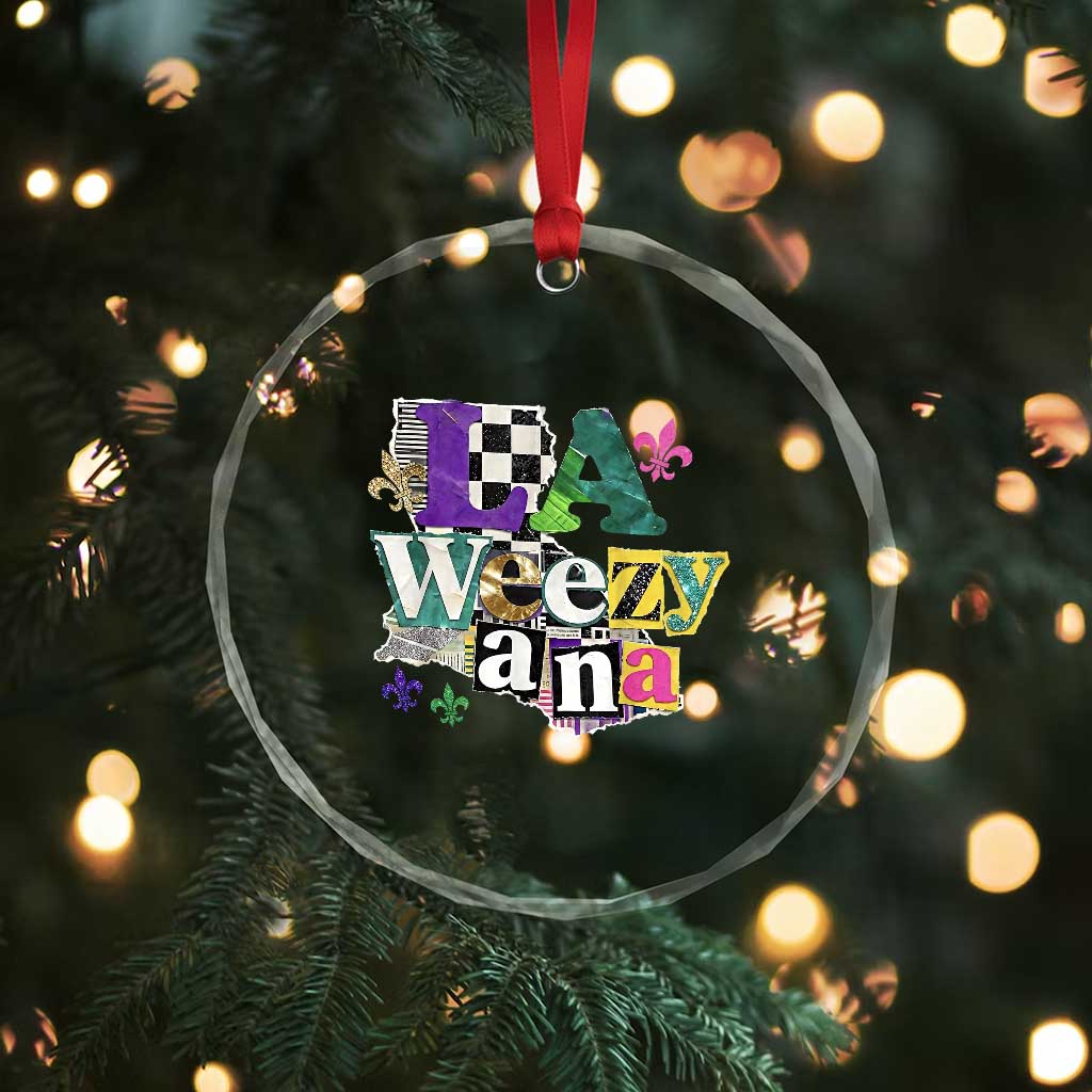 Colorful La-Weezi-ana Mardi Gras Louisiana Pride Crystal Glass Ornament Funky Carnival Vibes TS02 Print Your Wear