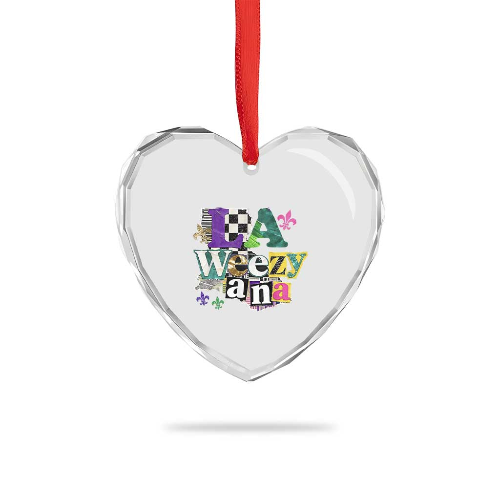 Colorful La-Weezi-ana Mardi Gras Louisiana Pride Heart Crystal Glass Ornament Funky Carnival Vibes TS02 Print Your Wear