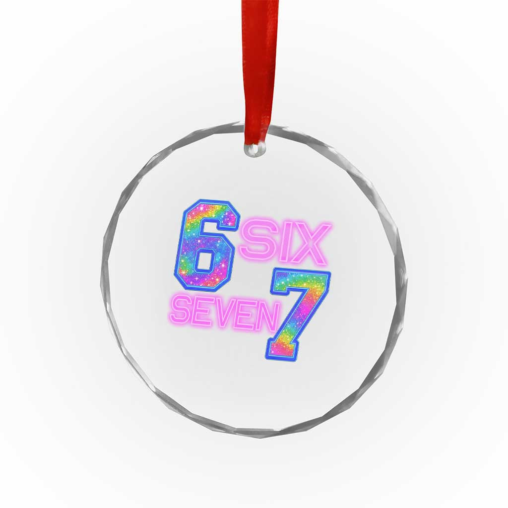 Colorful Neon Light Effect Crystal Glass Ornament Six Seven Meme TS12 Print Your Wear