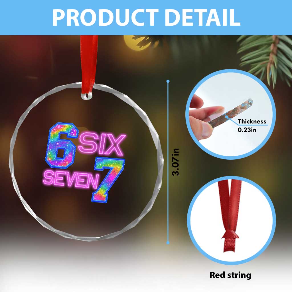Colorful Neon Light Effect Crystal Glass Ornament Six Seven Meme TS12 Print Your Wear