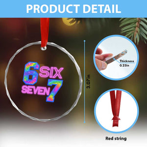Colorful Neon Light Effect Crystal Glass Ornament Six Seven Meme TS12 Print Your Wear