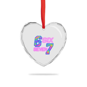 Colorful Neon Light Effect Heart Crystal Glass Ornament Six Seven Meme TS12 Print Your Wear