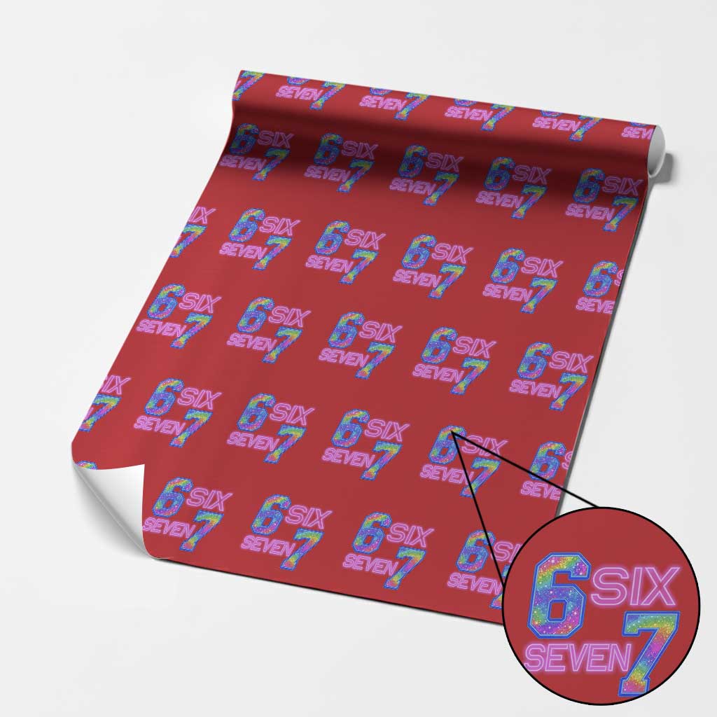 Colorful Neon Light Effect Wrapping Paper Roll Six Seven Meme TS12 Red Print Your Wear