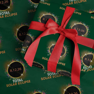 Colorful Paint Splatter 2026 Total Solar Eclipse Totality Astronomy Wrapping Paper Roll TS02 Green Print Your Wear