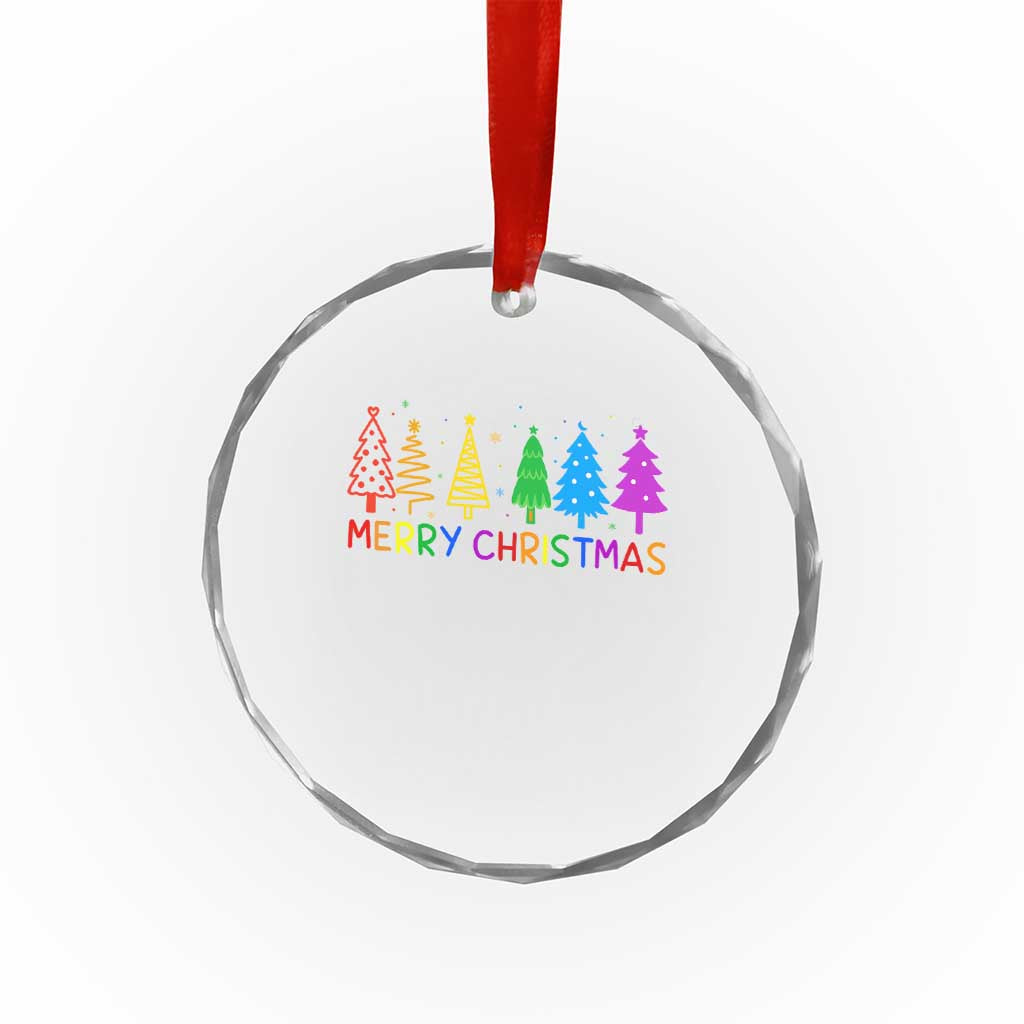 Colorful Rainbow Christmas Trees Crystal Glass Ornament Merry Xmas Fun Festive Holiday Pride Gift TS02 Print Your Wear