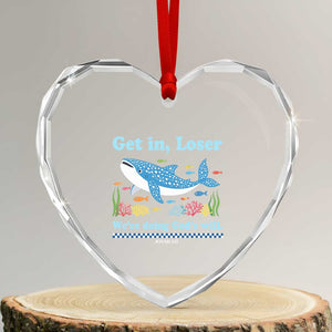 Colorful Whale Shark Christian Bible Jonah 1:17 Heart Crystal Glass Ornament Funny Get In Loser We're Doing God's Will TS02 Transparent Glass 3'' Heart Print Your Wear
