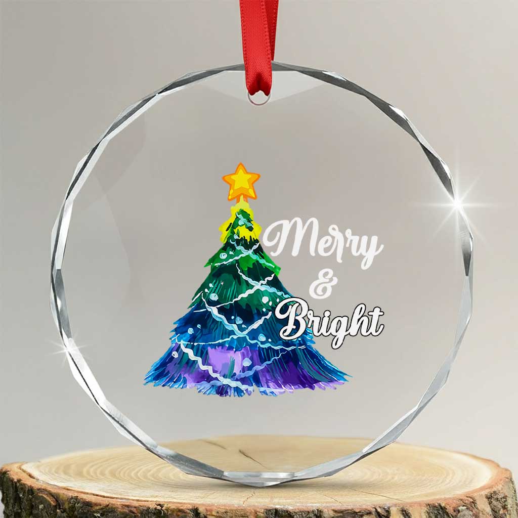 Colorful Xmas Tree Merry And Bright Crystal Glass Ornament TS09 Transparent Glass 3'' Circle Print Your Wear