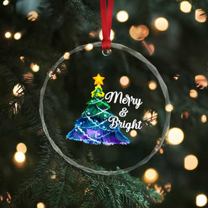 Colorful Xmas Tree Merry And Bright Crystal Glass Ornament TS09 Print Your Wear