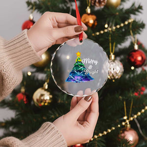 Colorful Xmas Tree Merry And Bright Crystal Glass Ornament TS09 Print Your Wear