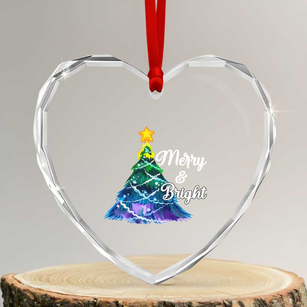 Colorful Xmas Tree Merry And Bright Heart Crystal Glass Ornament TS09 Transparent Glass 3'' Heart Print Your Wear