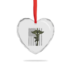 Combat Medic Soldier Heart Crystal Glass Ornament Caduceus Vintage American Flag TS11 Print Your Wear