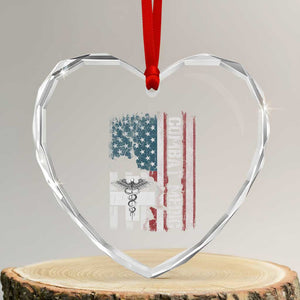 Combat Medic Soldier Heart Crystal Glass Ornament Medical Military American Flag TS11 Transparent Glass 3'' Heart Print Your Wear