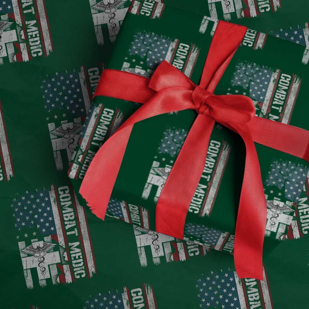 Combat Medic Soldier Wrapping Paper Roll Medical Military American Flag TS11 Green Print Your Wear
