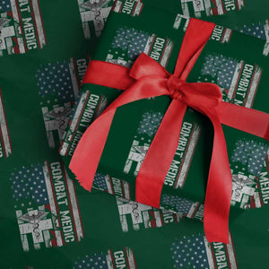 Combat Medic Soldier Wrapping Paper Roll Medical Military American Flag TS11 Green Print Your Wear