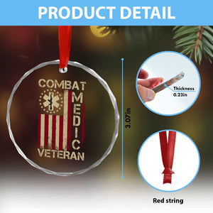 Combat Medic Veteran Crystal Glass Ornament Medical Military Vintage American Flag TS11 Print Your Wear