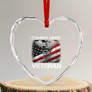 Combat Medic Veteran Heart Crystal Glass Ornament Medical Military Soldier Vintage American Flag TS11 Transparent Glass 3'' Heart Print Your Wear