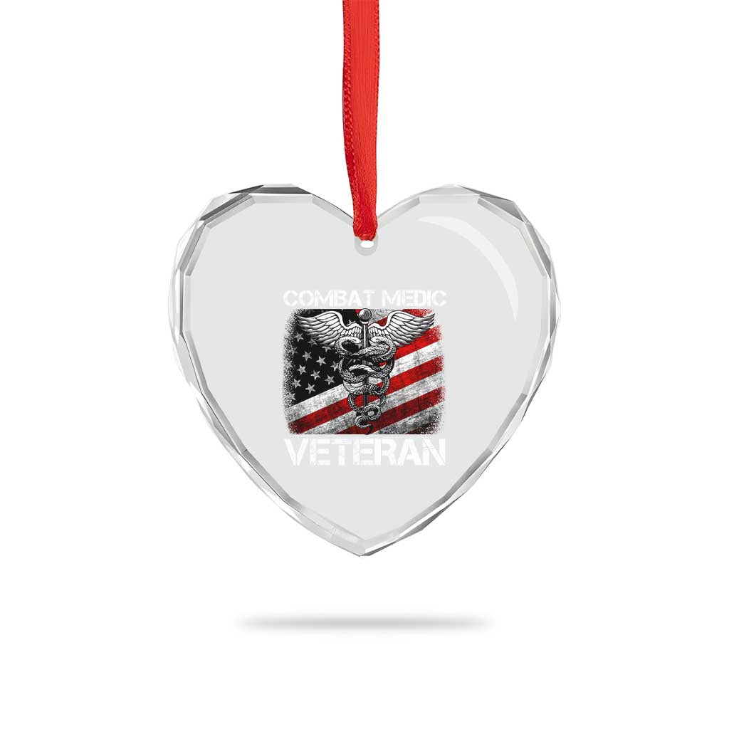 Combat Medic Veteran Heart Crystal Glass Ornament Medical Military Soldier Vintage American Flag TS11 Print Your Wear