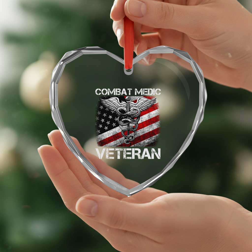 Combat Medic Veteran Heart Crystal Glass Ornament Medical Military Soldier Vintage American Flag TS11 Print Your Wear