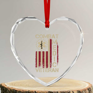 Combat Medic Veteran Heart Crystal Glass Ornament Medical Military Vintage American Flag TS11 Transparent Glass 3'' Heart Print Your Wear