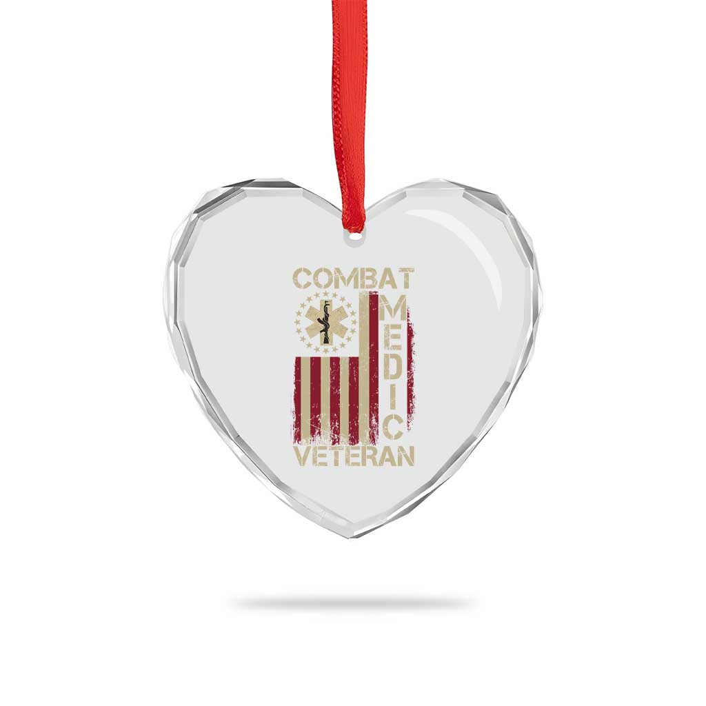 Combat Medic Veteran Heart Crystal Glass Ornament Medical Military Vintage American Flag TS11 Print Your Wear