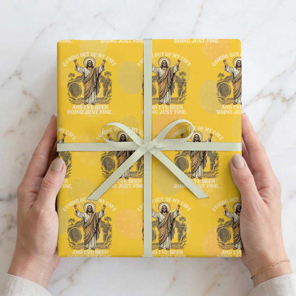 Coming Out Of My Cave Christian Easter Wrapping Paper Roll Risen Jesus Tomb Scene Inspirational Faith Message Gift TS02 Yellow Print Your Wear