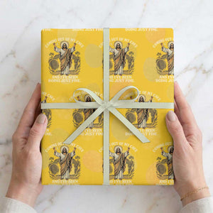 Coming Out Of My Cave Christian Easter Wrapping Paper Roll Risen Jesus Tomb Scene Inspirational Faith Message Gift TS02 Yellow Print Your Wear