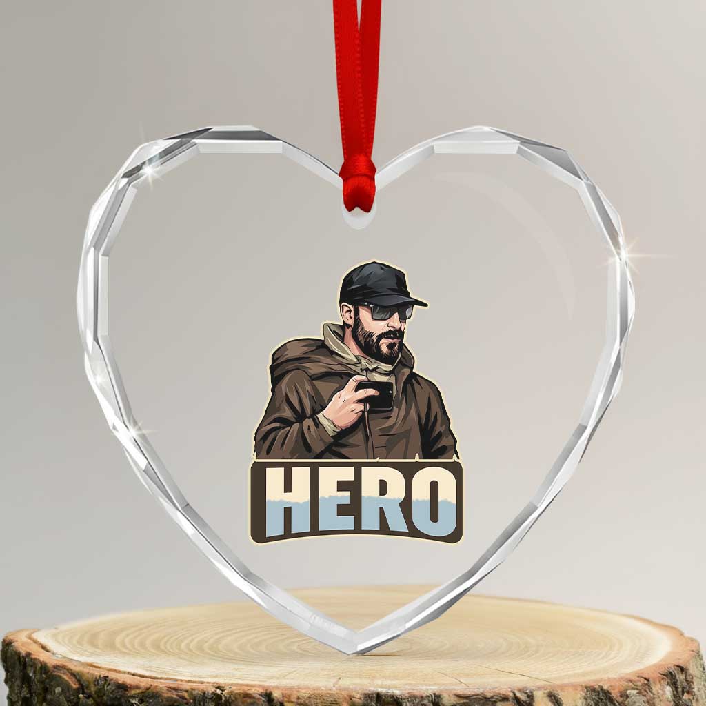 Community Hero Alex Pretti Heart Crystal Glass Ornament Minneapolis Support Gift TS12 Transparent Glass 3'' Heart Print Your Wear