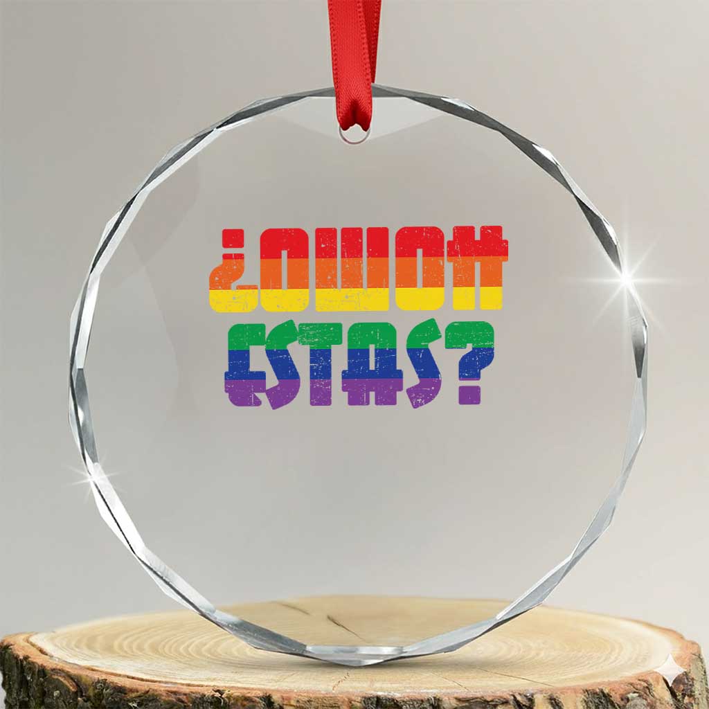 Como Estas Crystal Glass Ornament Funny Spanish LGBT Pride Latinx Retro Queer Inclusive Gift TS10 Transparent Glass 3'' Circle Print Your Wear