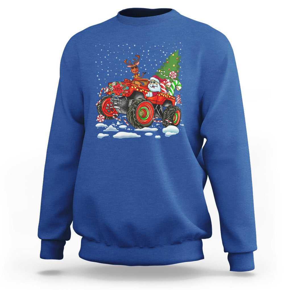 Construction Excavator Christmas Tree Light Sweatshirt TS09 Royal Blue Printyourwear