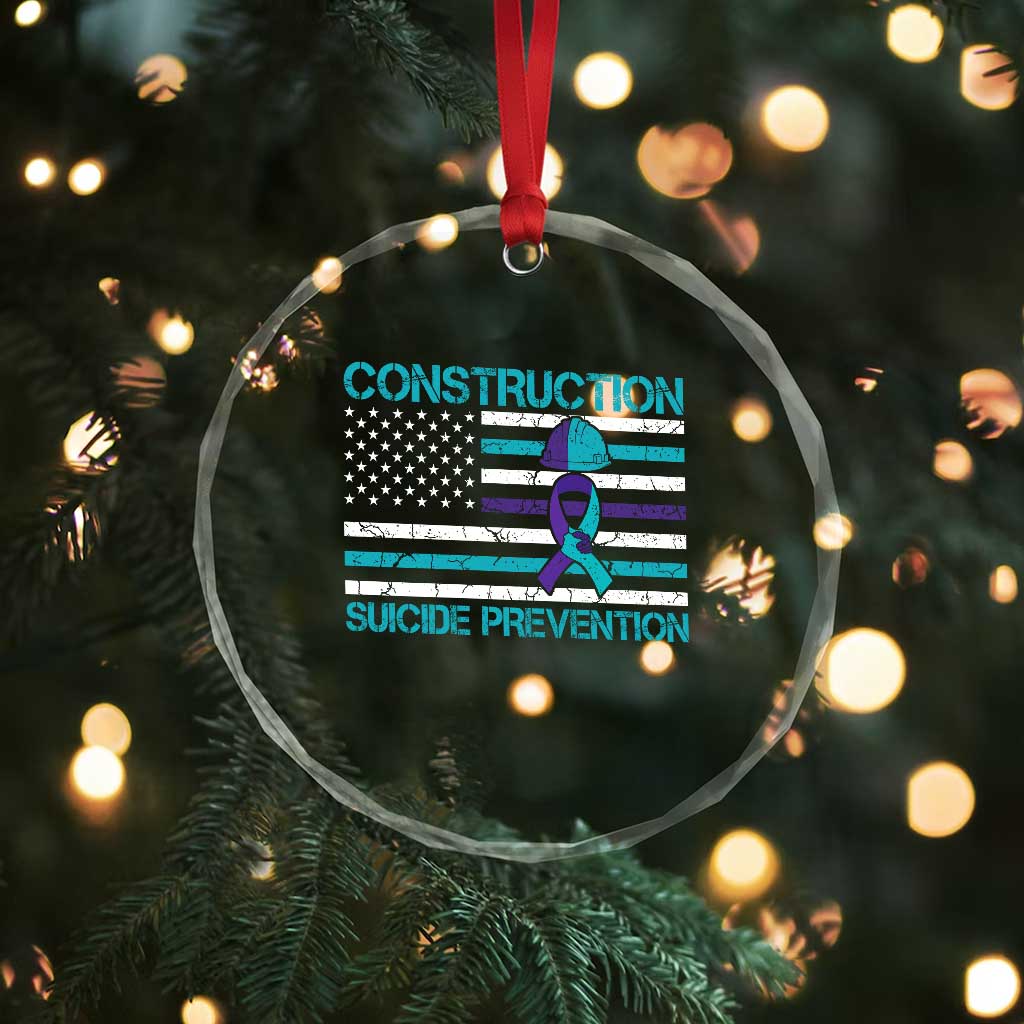 Construction Suicide Prevention Awareness Crystal Glass Ornament Mental Health American Flag TS11 Print Your Wear
