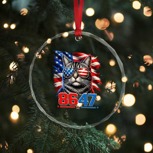 Cool 8647 Patriotic Cat Crystal Glass Ornament American Flag Sunglasses Tabby Cat Political Satire TS02 Print Your Wear