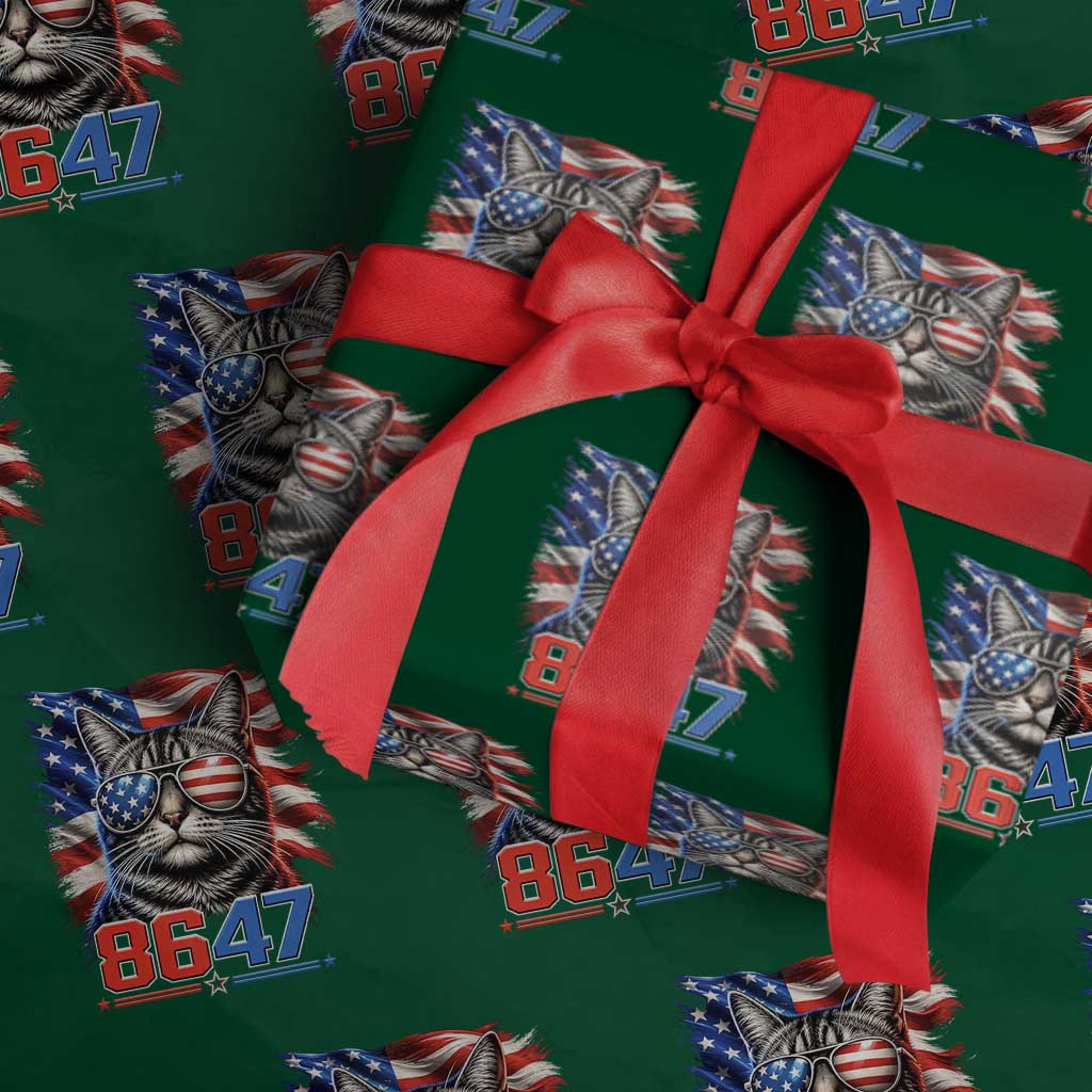 Cool 8647 Patriotic Cat Wrapping Paper Roll American Flag Sunglasses Tabby Cat Political Satire