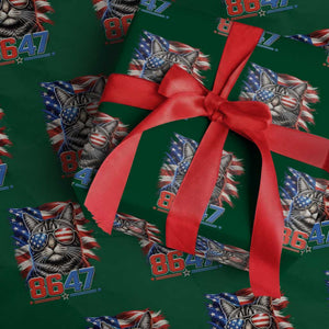 Cool 8647 Patriotic Cat Wrapping Paper Roll American Flag Sunglasses Tabby Cat Political Satire