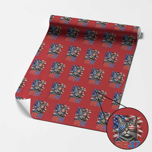 Cool 8647 Patriotic Cat Wrapping Paper Roll American Flag Sunglasses Tabby Cat Political Satire