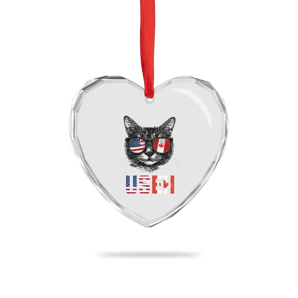 Cool American Canadan Cat Heart Crystal Glass Ornament US EH American Canada Flag Funny TS02 Print Your Wear