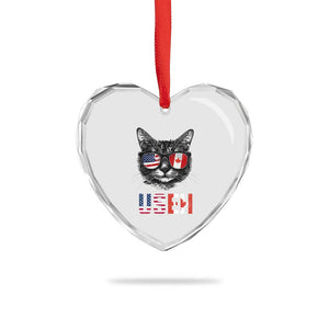 Cool American Canadan Cat Heart Crystal Glass Ornament US EH American Canada Flag Funny TS02 Print Your Wear