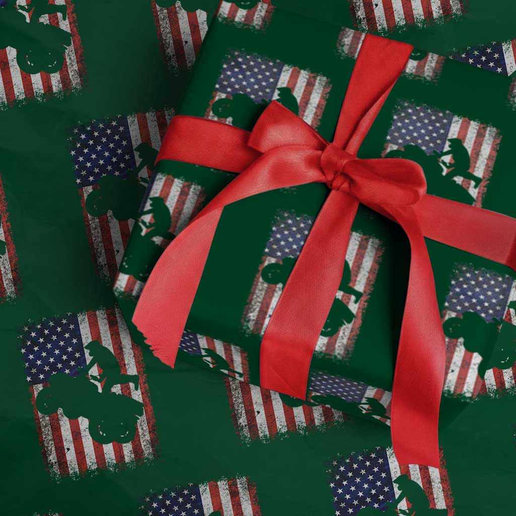 Cool ATV American Flag Wrapping Paper Roll Retro Quad 4 Wheeler ATV Riding Quadrider Off Road TS10 Green Print Your Wear