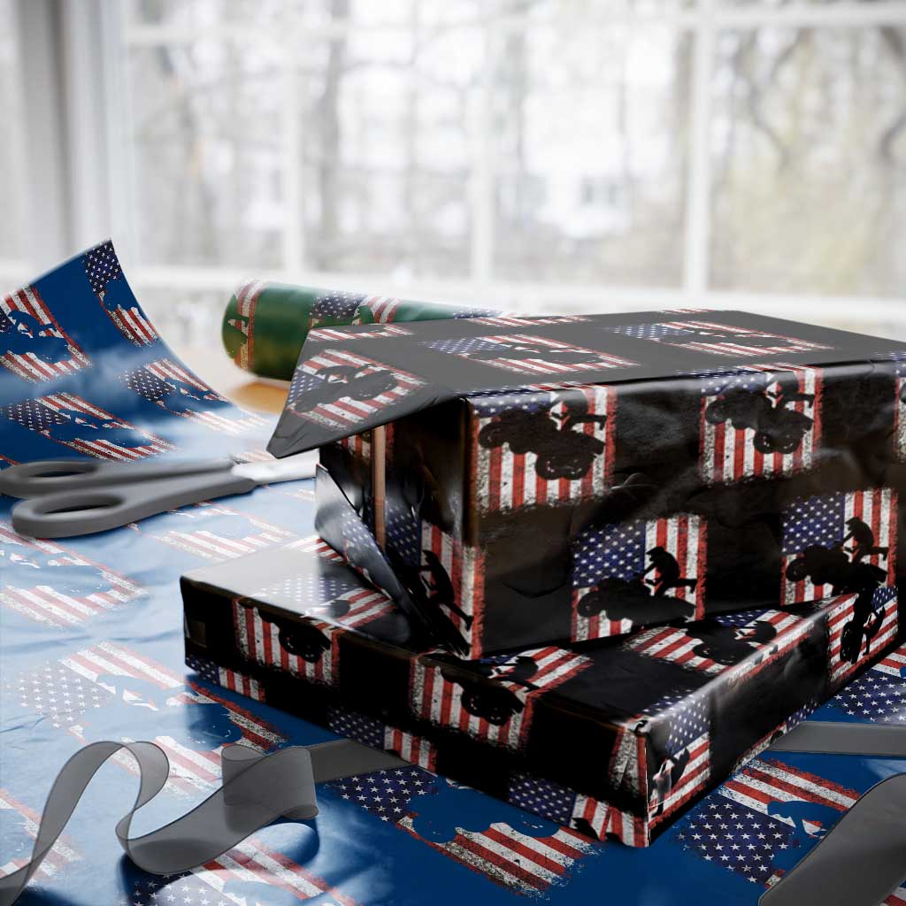 Cool ATV American Flag Wrapping Paper Roll Retro Quad 4 Wheeler ATV Riding Quadrider Off Road TS10 Black Print Your Wear
