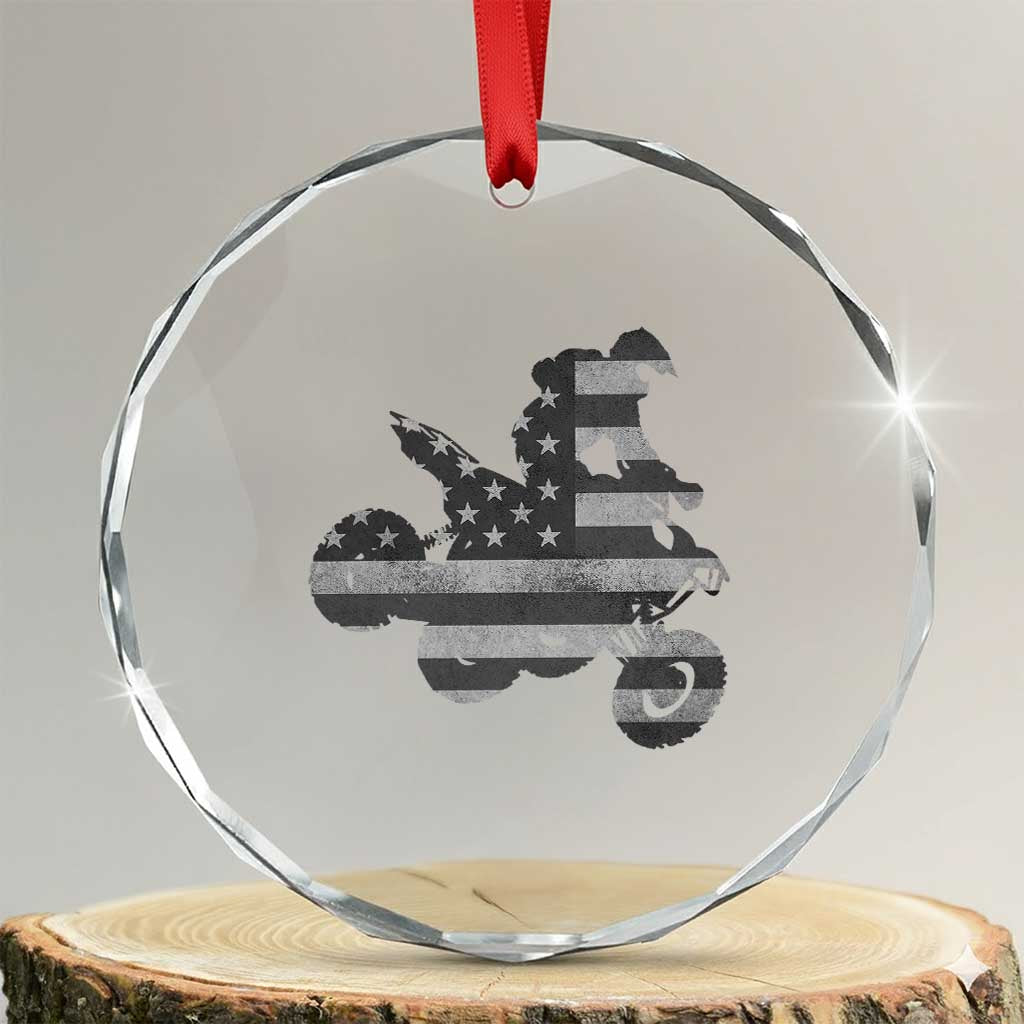 Cool ATV Crystal Glass Ornament Quad 4 Wheeler ATV Riding American Flag TS10 Transparent Glass 3'' Circle Print Your Wear