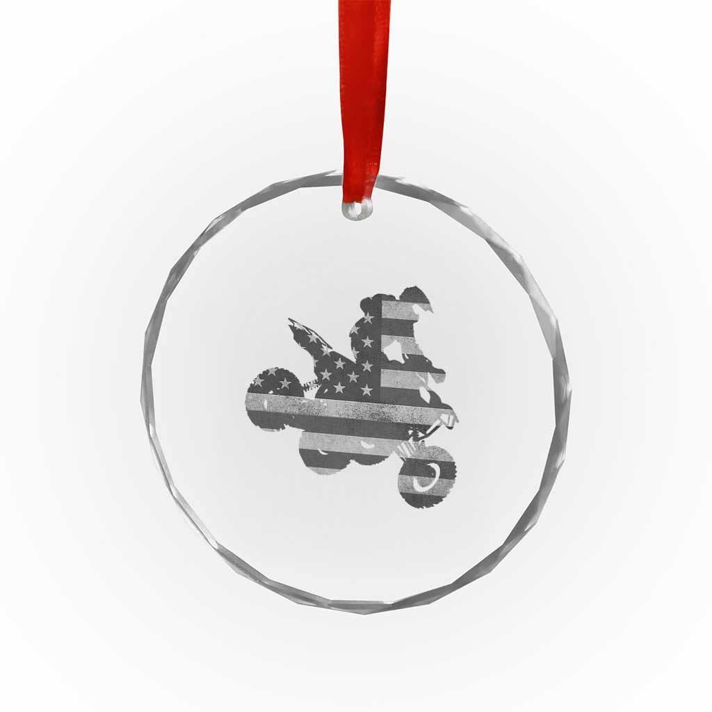 Cool ATV Crystal Glass Ornament Quad 4 Wheeler ATV Riding American Flag TS10 Print Your Wear