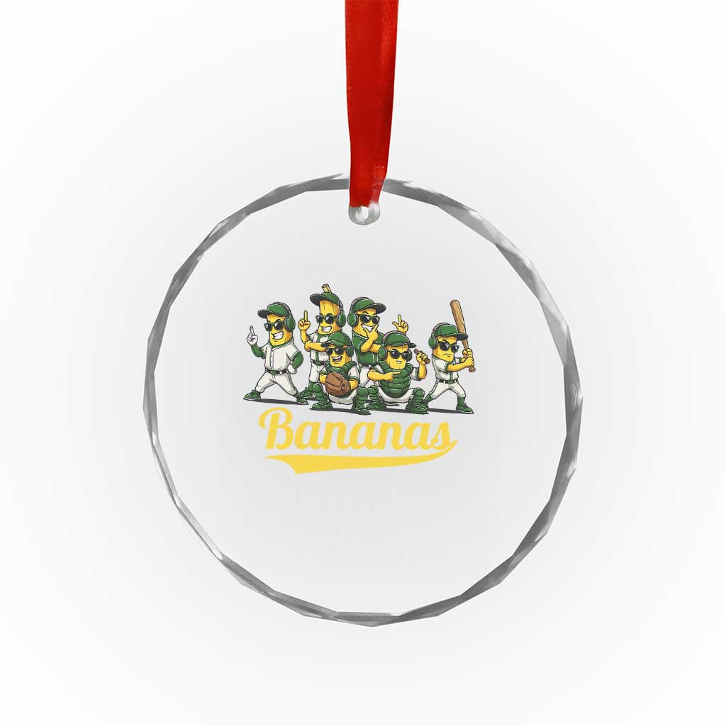 Cool Bananas Squad Playing Baseball Graphic Crystal Glass Ornament for Sports Fans Entertainment TS02 Print Your Wear